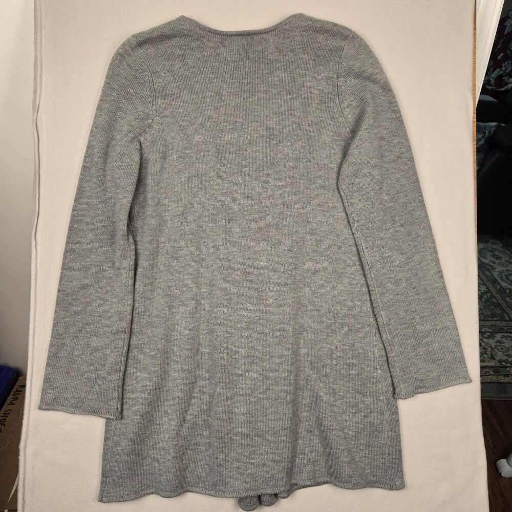 Ann Taylor Petites Open Front Cardigan Size Large Gray Angora Lightweight Knit - Picture 2 of 6